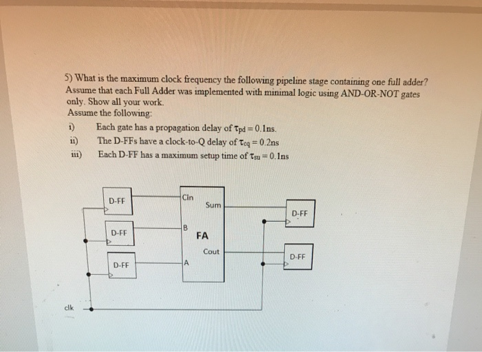 Solved 5) What is the maximum clock frequency the following