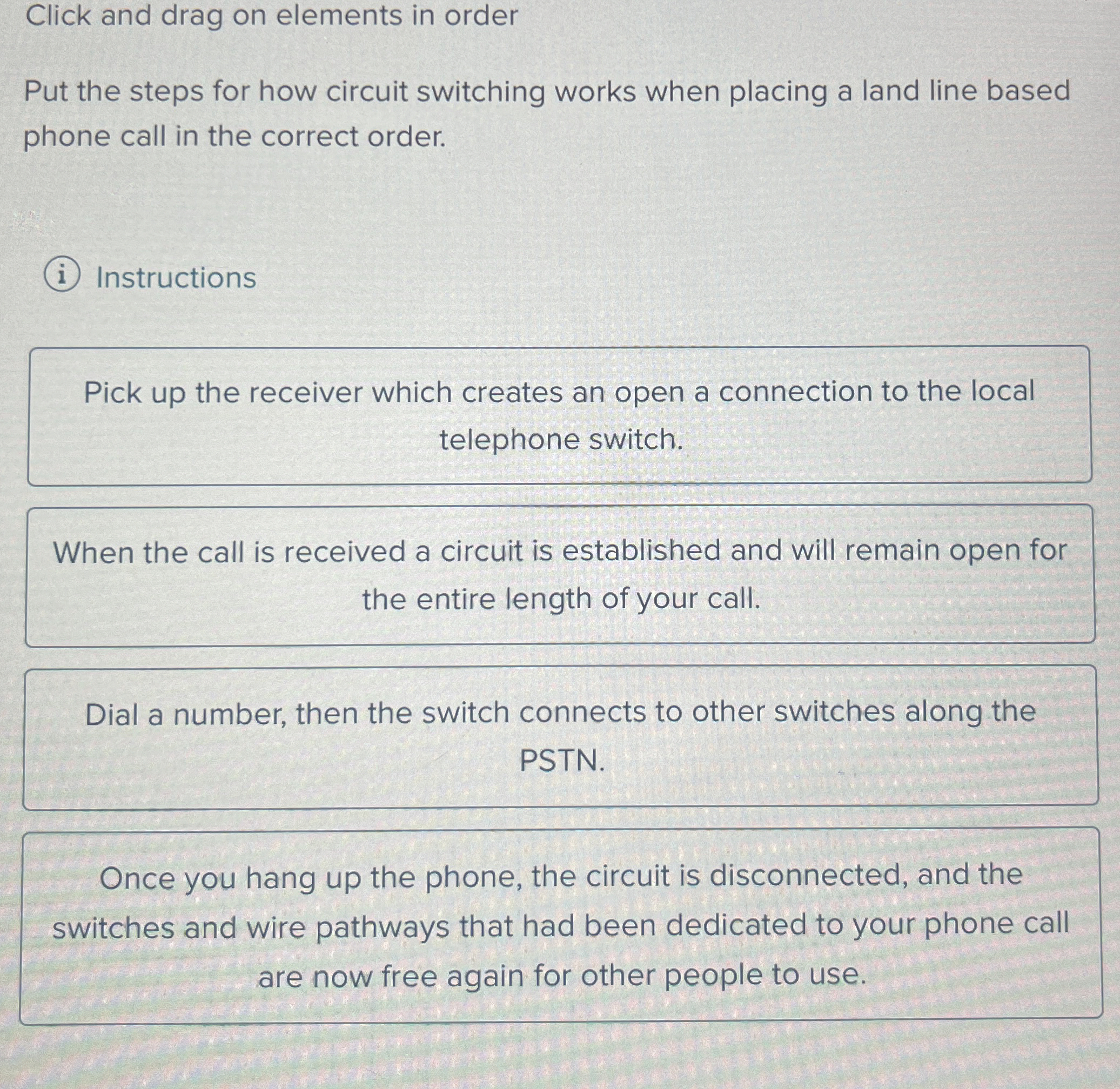 Solved Click and drag on elements in orderPut the steps for | Chegg.com
