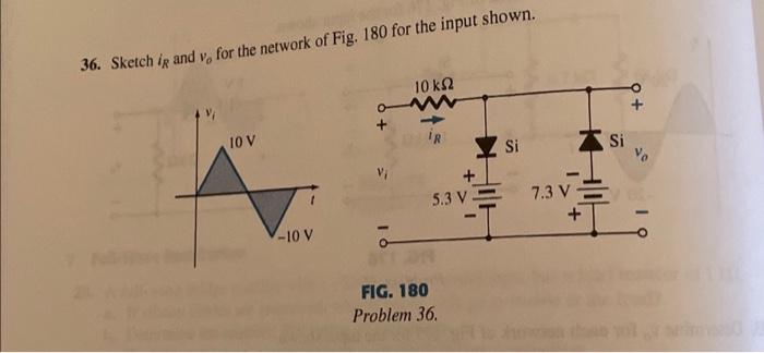 Solved 36. Sketch ip and v, for the network of Fig. 180 for