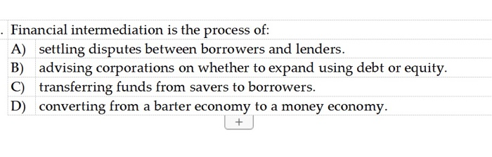 solved-financial-intermediation-is-the-process-of-a-chegg