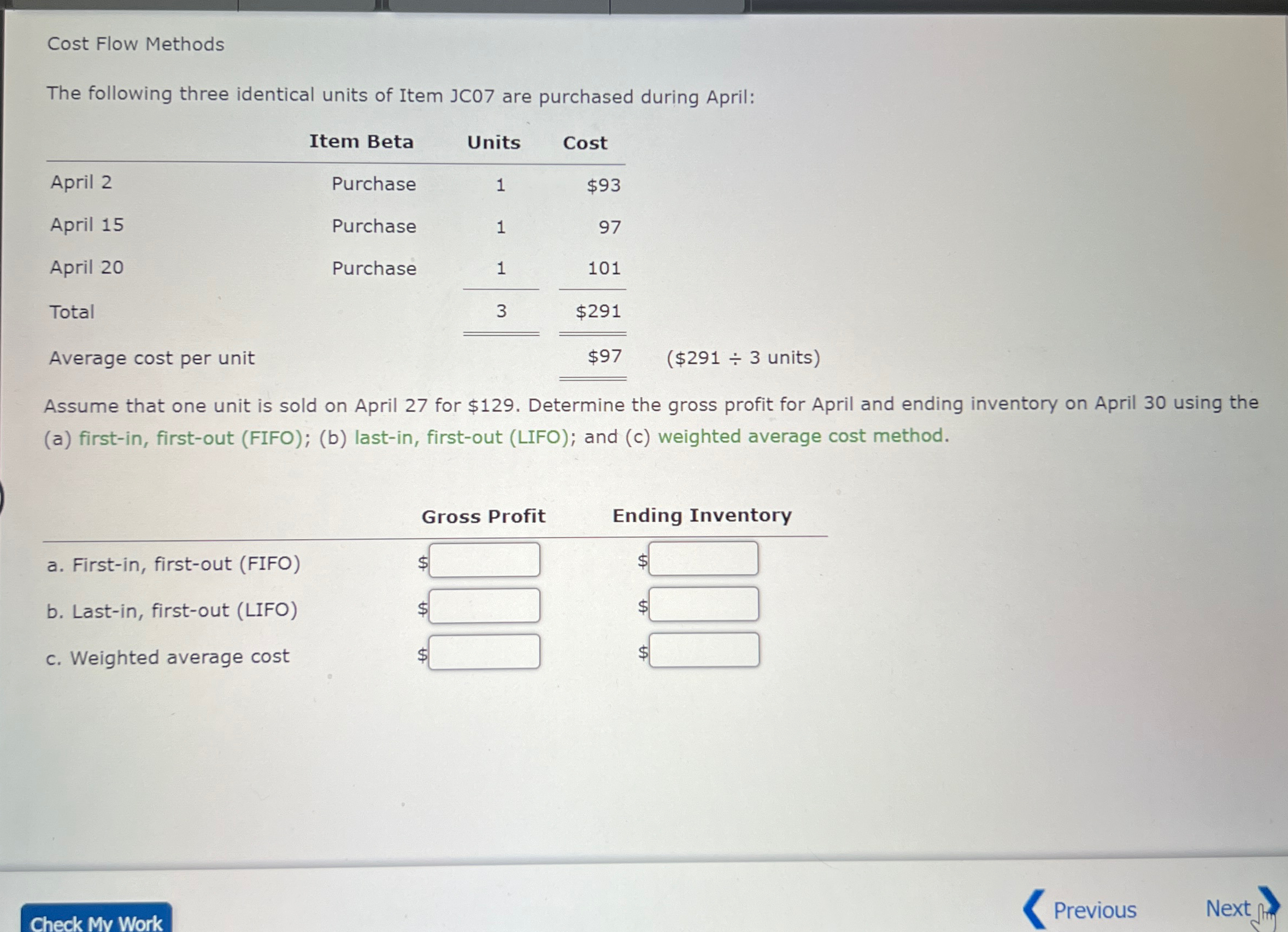 Solved Cost Flow MethodsThe following three identical units | Chegg.com