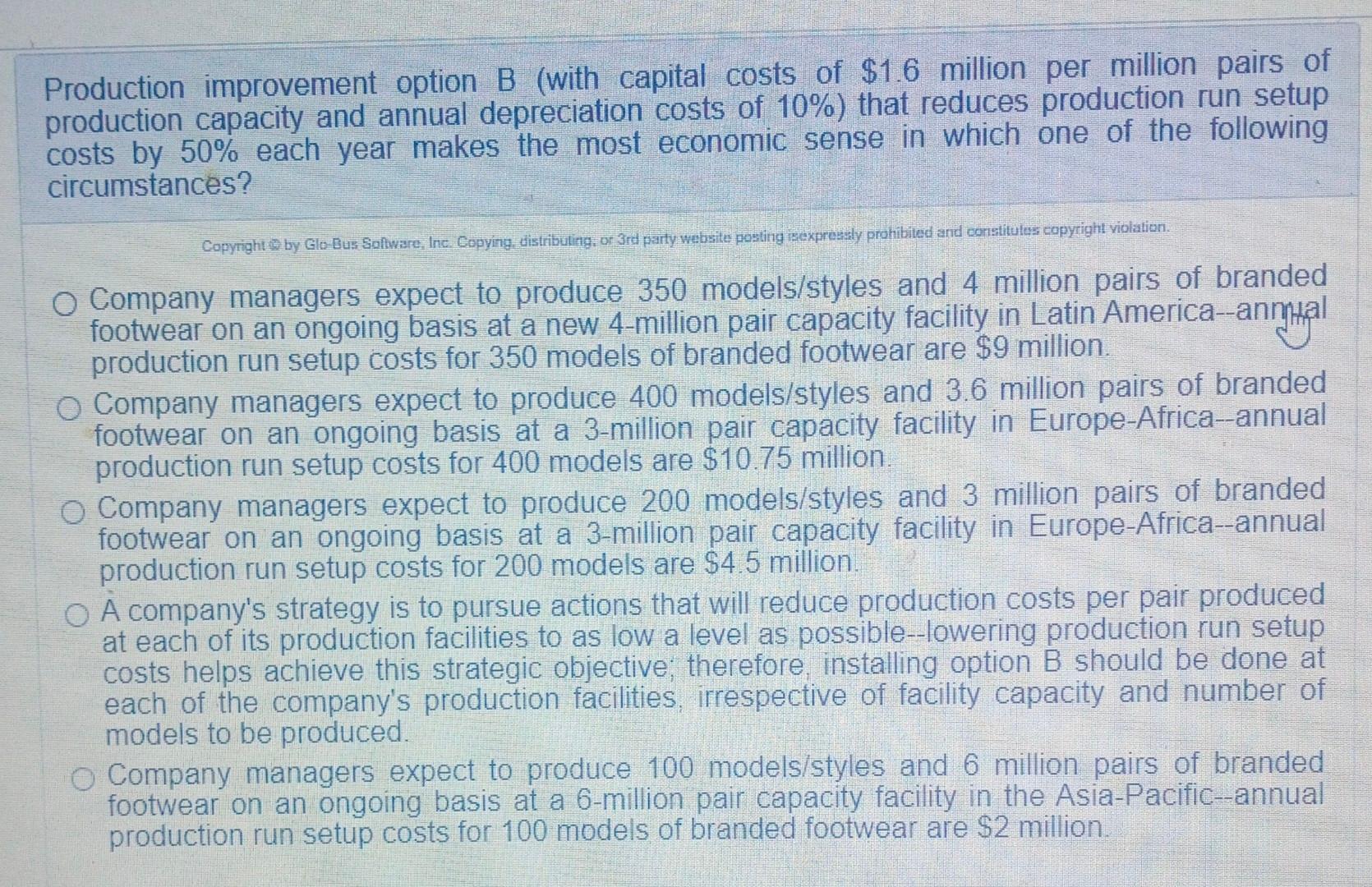 Solved Production Improvement Option B (with Capital Costs | Chegg.com