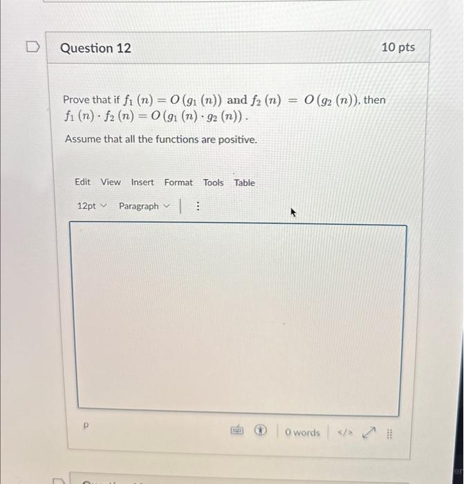 Solved Prove that if f1(n)=O(g1(n)) and f2(n)=O(g2(n)), then