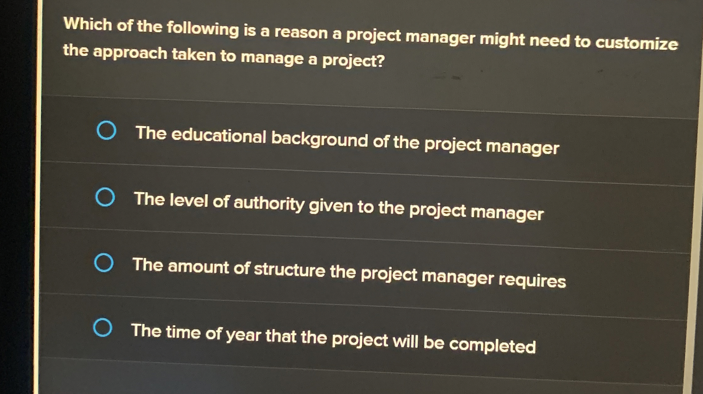 Solved Which of the following is a reason a project manager | Chegg.com