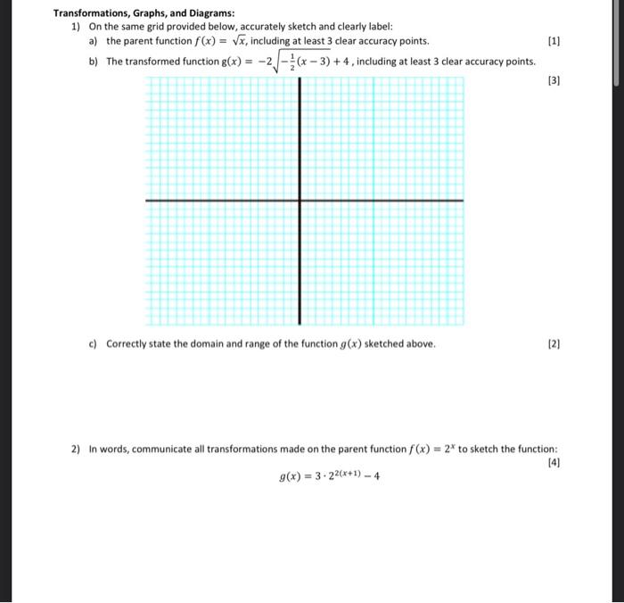 Solved Transformations, Graphs, and Diagrams: 1) On the same | Chegg.com