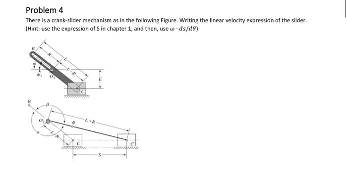 Solved Problem 4 There Is A Crank-slider Mechanism As In The | Chegg.com