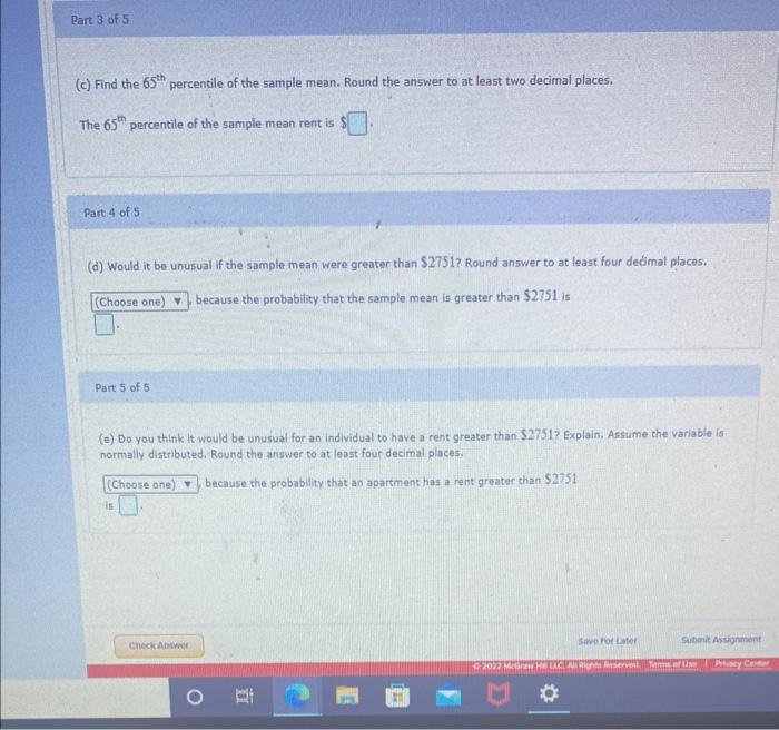 Solved (a) What is the probability that the sample mean rent