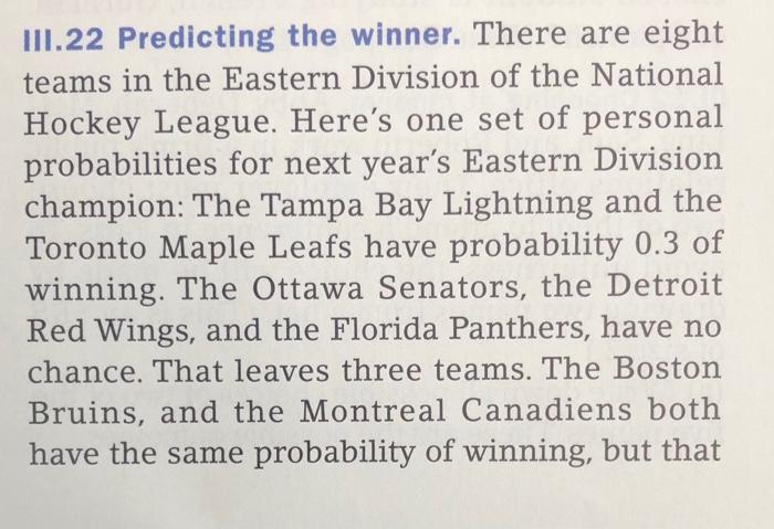 Solved III.22 Predicting The Winner. There Are Eight Teams | Chegg.com
