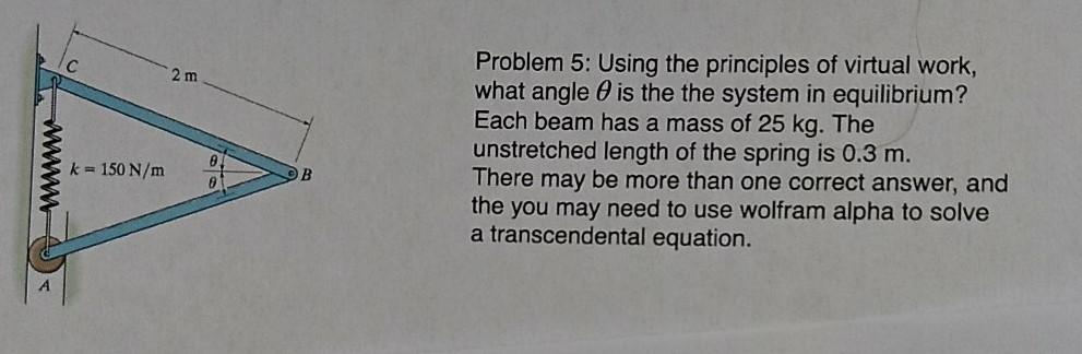 Solved 2 m Problem 5: Using the principles of virtual work, | Chegg.com
