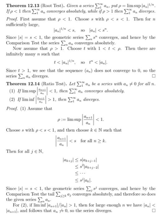 Solved Real Analysis(Series): Prove the following problem | Chegg.com