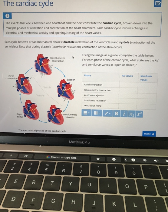 Solved The cardiac cycle The events that occur between one | Chegg.com
