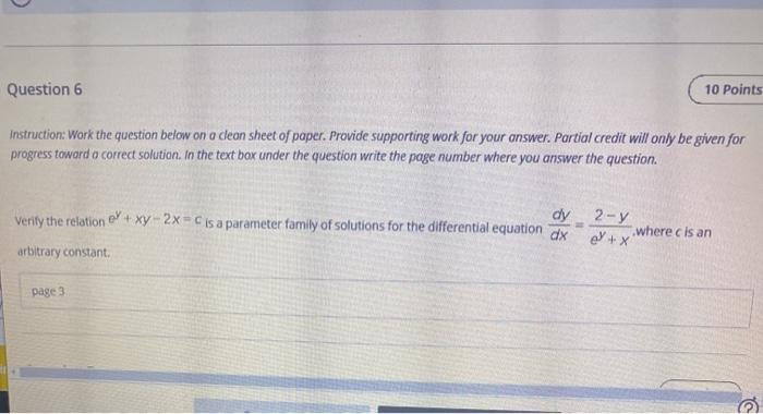 Solved Question 6 10 Points Instruction: Work the question | Chegg.com