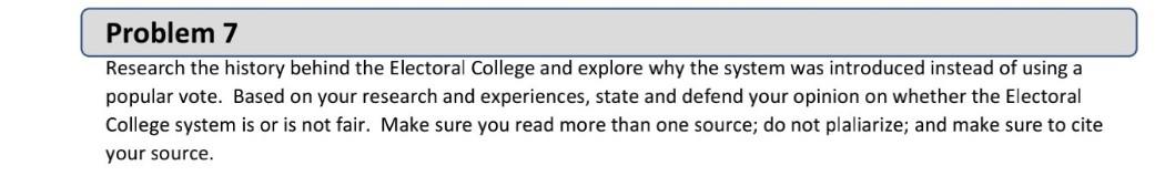 Research The History Behind The Electoral College And | Chegg.com