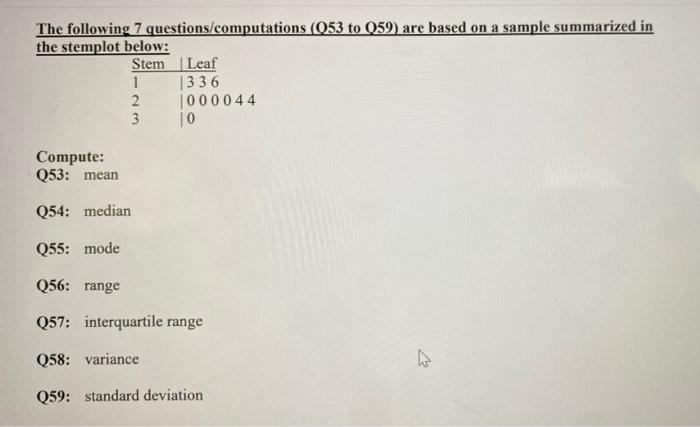 Solved The following 7 questions/computations (053 to 059) | Chegg.com