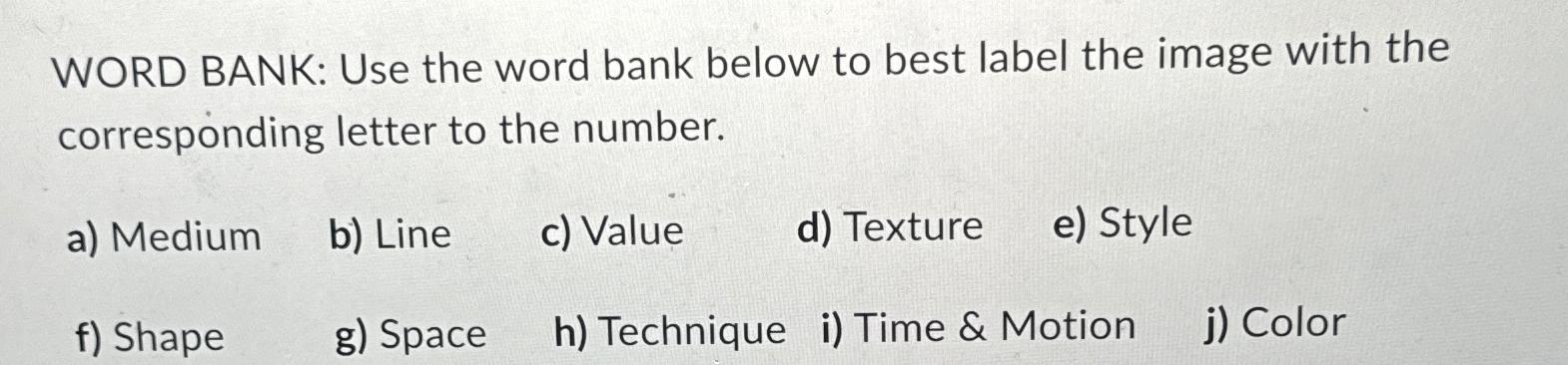 Solved WORD BANK: Use the word bank below to best label the | Chegg.com