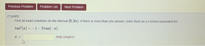 Solved Previous Problem Problem List Next Problem (1 point) | Chegg.com