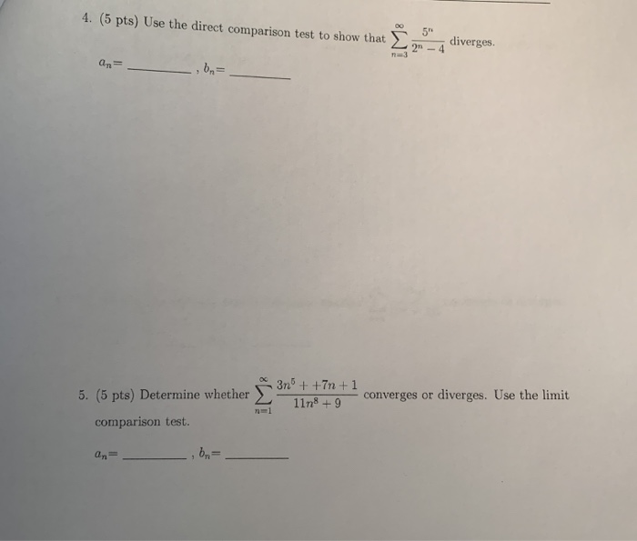 Direct Comparison Test Problem Using It Solved 4. (5 pts) Use the direct comparison test to show | Chegg.com