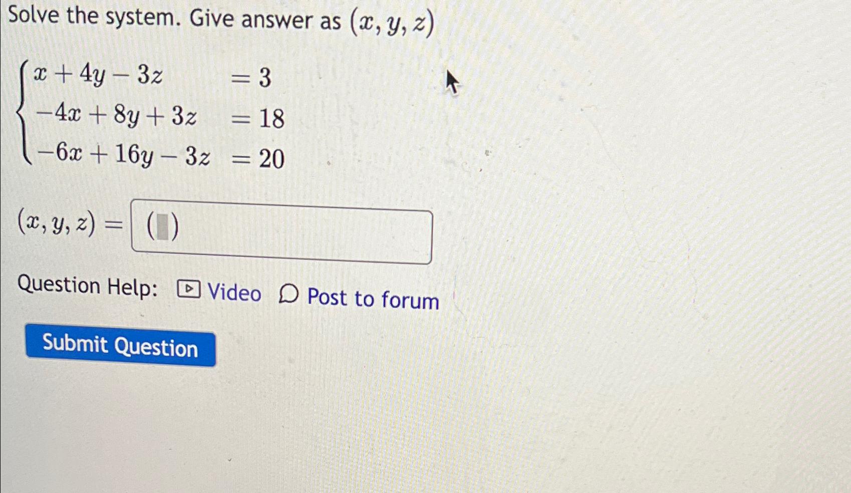 Solved Solve the system. Give answer as | Chegg.com