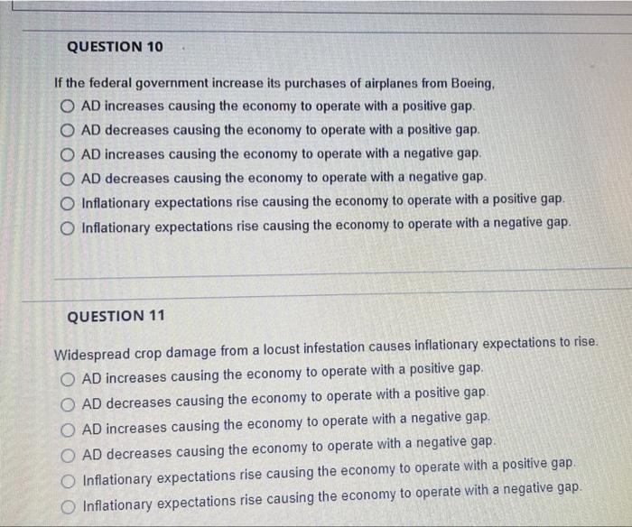 Solved QUESTION 10 If the federal government increase its