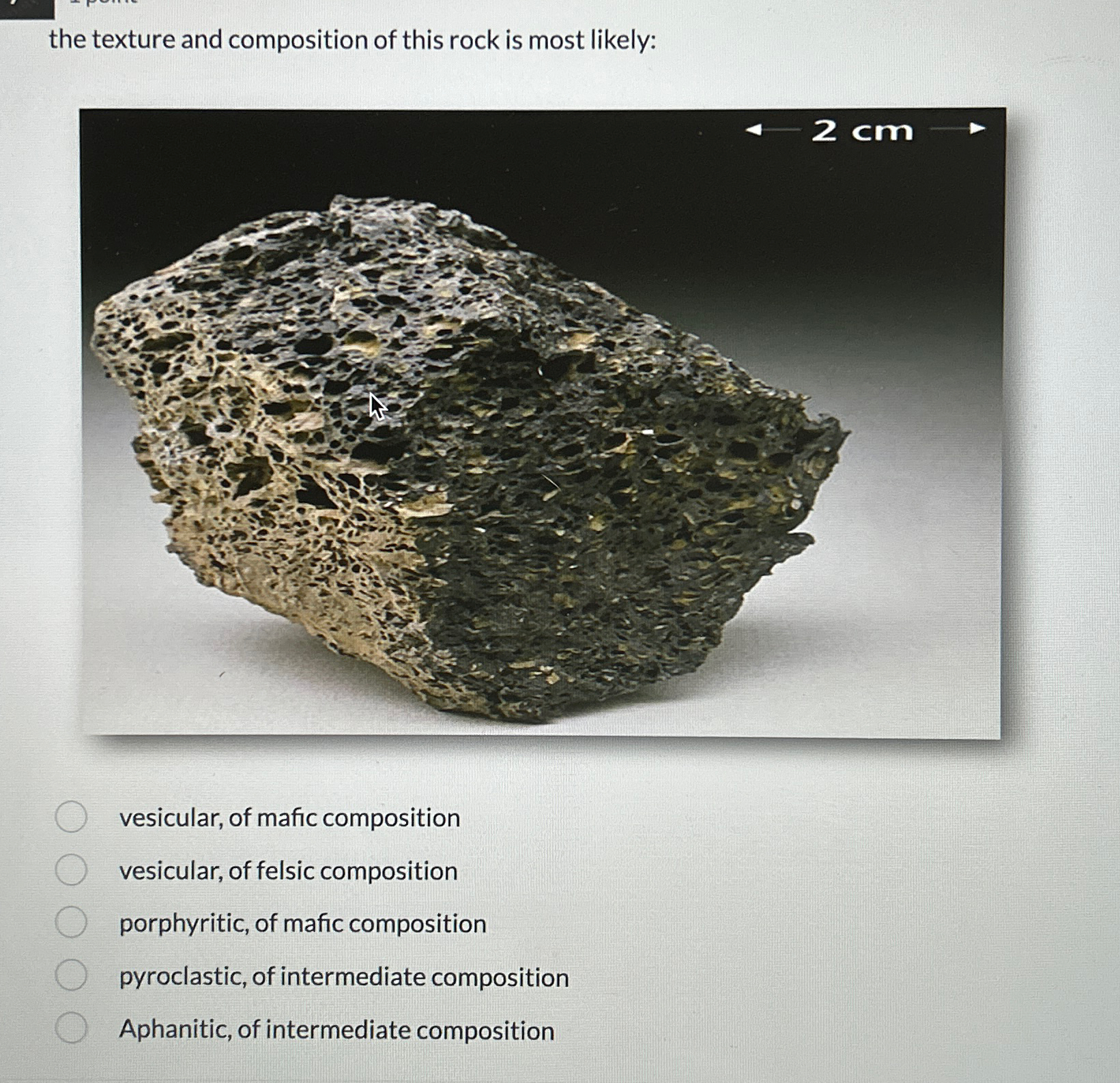 Solved the texture and composition of this rock is most | Chegg.com