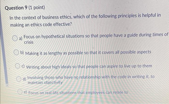 Solved Question 9 (1 point) In the context of business | Chegg.com