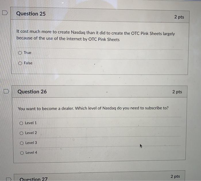 Solved Question 25 2 pts It cost much more to create Nasdaq