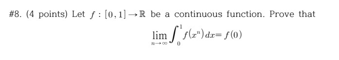 Solved 8 4 ﻿points ﻿let F [0 1]→r ﻿be A Continuous