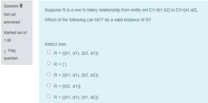 Solved Question 8 Not yet answered Suppose R is a one to | Chegg.com