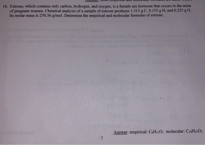 Solved 16 Estrone Which Contains Only Carbon Hydrogen 1842