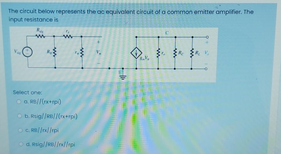 Solved The circuit below represents the ac equivalent | Chegg.com