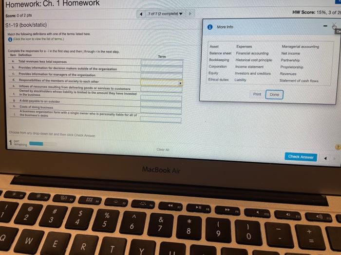 Solved Homework: Ch. 1 Homework Score of 2 pts 7 of 72 | Chegg.com
