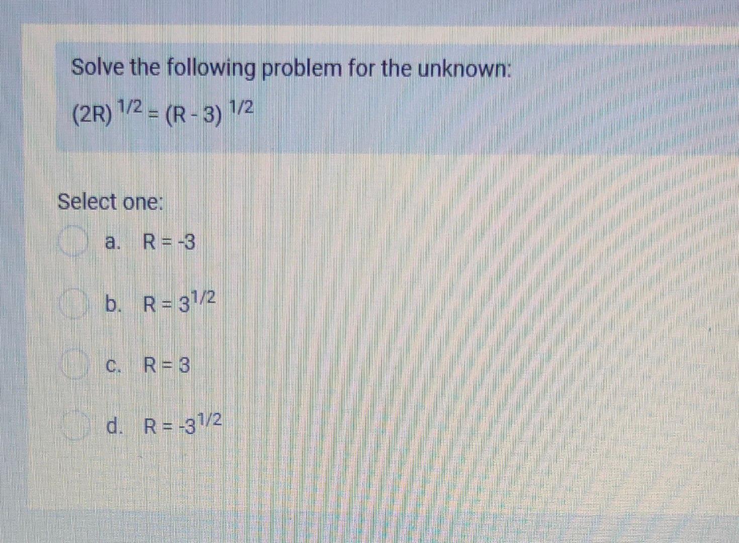 Solved Solve the following problem for the unknown: 1/2 = | Chegg.com