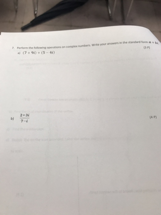 Solved h Perform the following operations on complex | Chegg.com