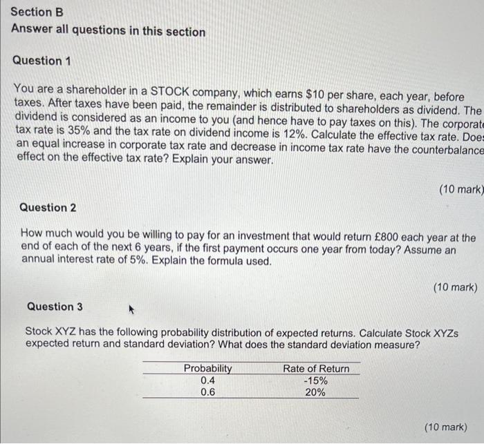 Solved Section B Answer All Questions In This Section | Chegg.com