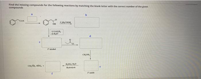 Solved Find The Missing Compounds For The Following | Chegg.com