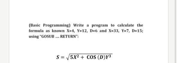 Solved (Basic Programming) Write a program to calculate the | Chegg.com