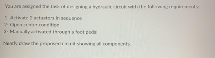 Solved You are assigned the task of designing a hydraulic | Chegg.com
