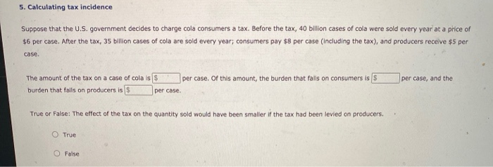 Solved 5. Calculating tax incidence Suppose that the U.S. | Chegg.com