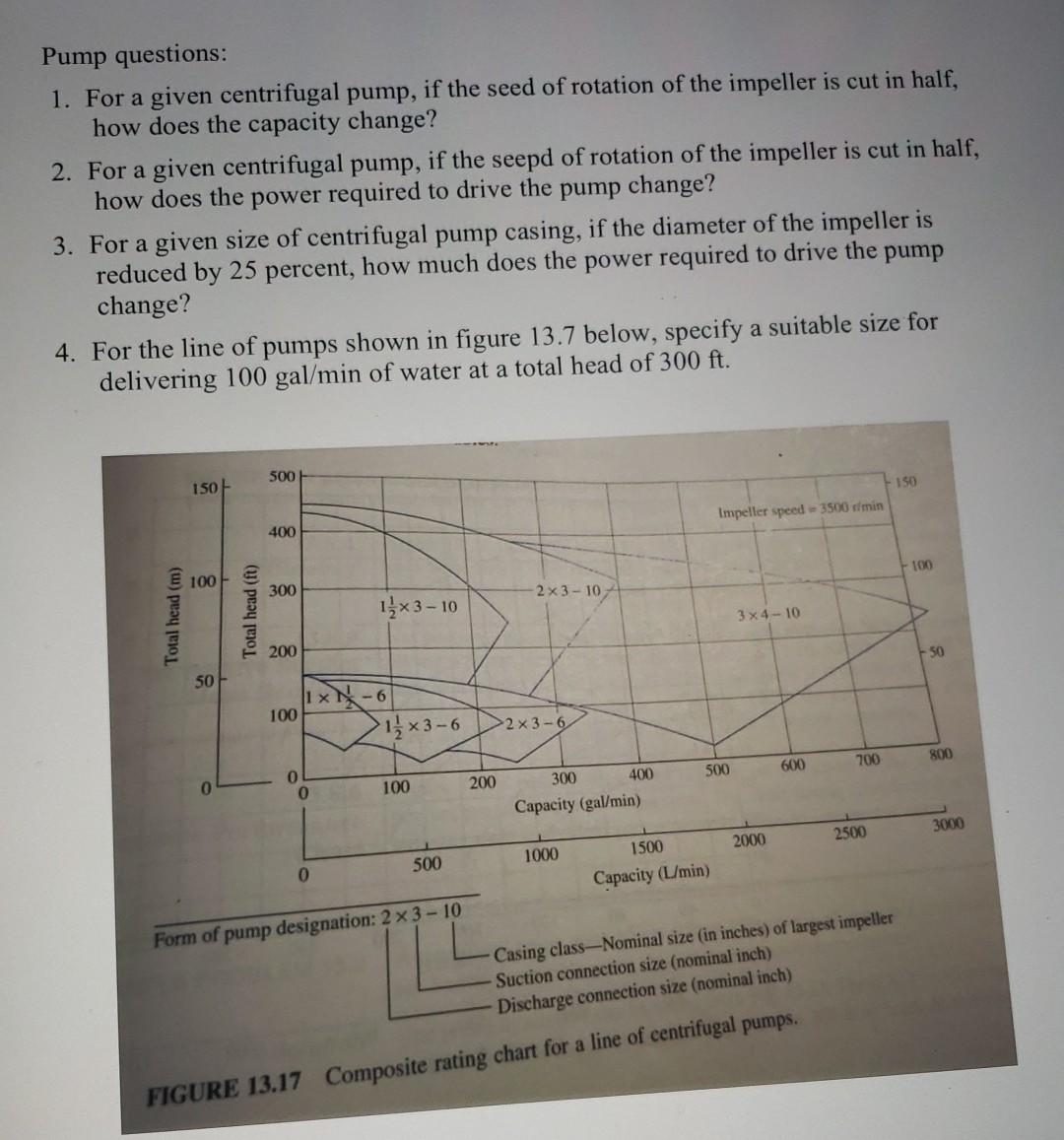 Solved Pump questions: 1. For a given centrifugal pump, if | Chegg.com
