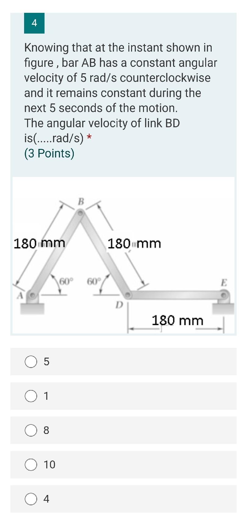Solved 4 Knowing that at the instant shown in figure, bar AB | Chegg.com
