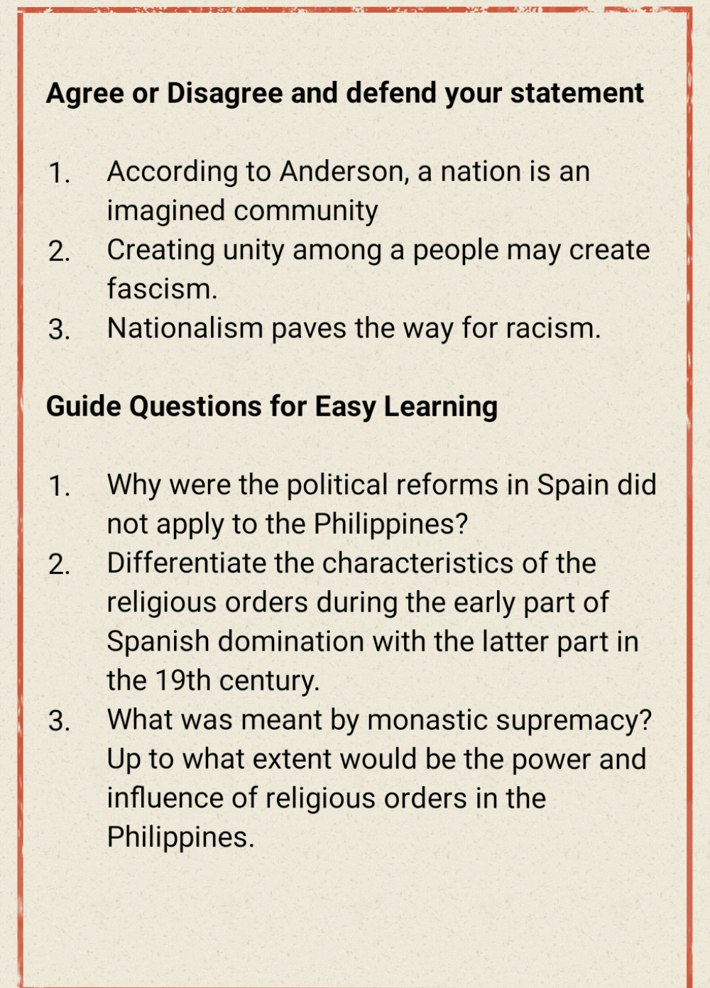 nationalism questions and answers