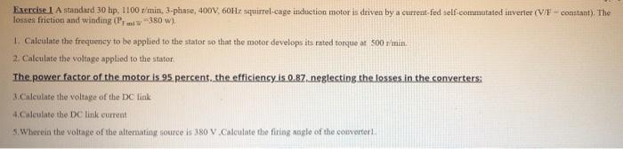 Solved Exercise 1 A standard 30 hp, 1100 r/min. 3-phase, | Chegg.com
