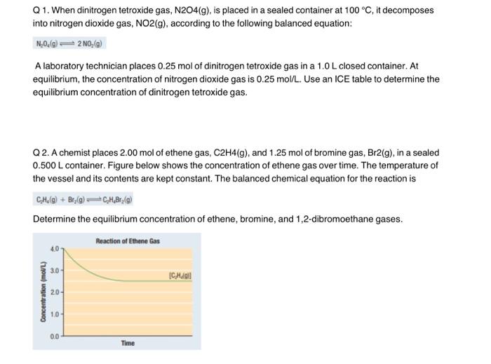 Solved Q1. When dinitrogen tetroxide gas, N204(9), is placed | Chegg.com