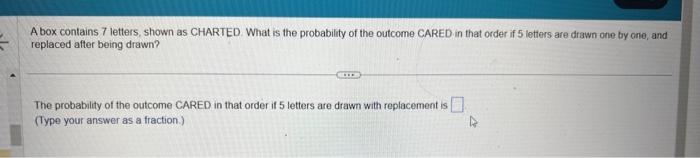 Solved A box contains 7 letters, shown as CHARTED. What is | Chegg.com