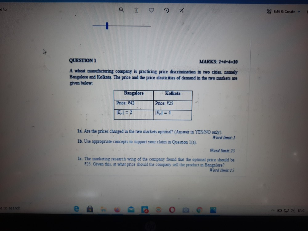 Solved d to Фи X Edit & Create QUESTION 1 MARKS: 2+4+4=10 A | Chegg.com