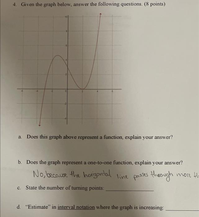 Solved 4. Given the graph below, answer the following | Chegg.com