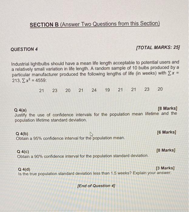 Solved SECTION B (Answer Two Questions From This Section) | Chegg.com