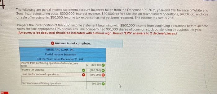 Solved The Following Are Partial Income Statement Account 9792