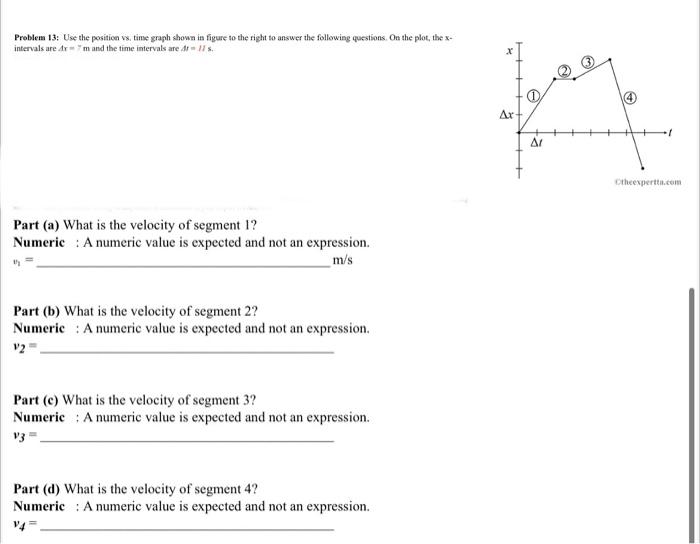 Solved Problem 13 Use The Position Vs Time Graph Shown Is 0623