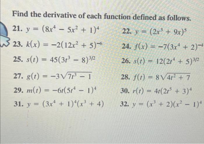 Solved Ⓡ Find the derivative of each function defined as | Chegg.com